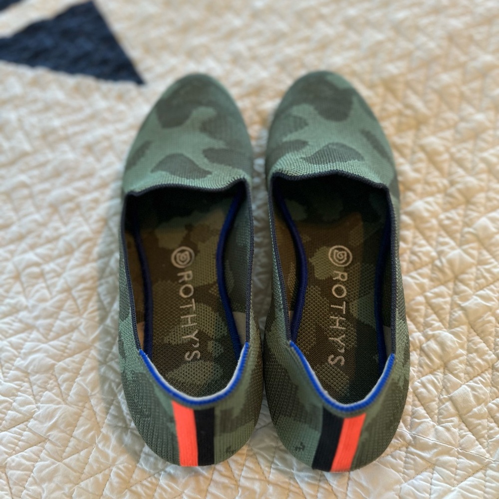 Rothy's Camouflage Flats with Orange Stripe